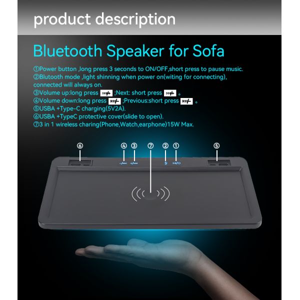 Recliner Bluetooth Sound System front view showing speakers and controls