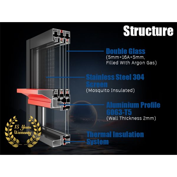 Aluminum Thermal Insulation Multi-functional Indoor Drying Rack Mosquito Screen Six-track Sliding Windows