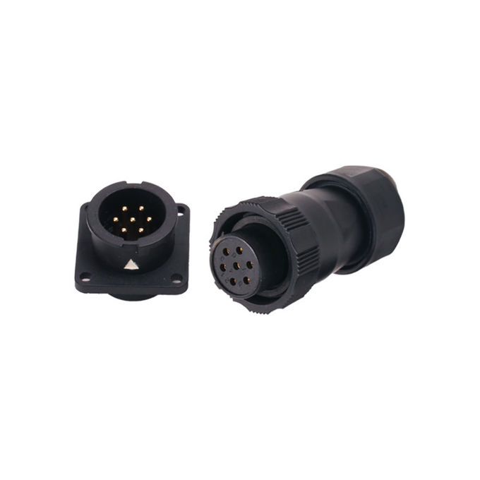 Square Flange 7 Pin Waterproof Connector IP68 Panel Mount Connector