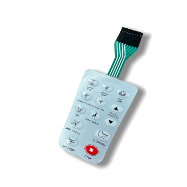 Mingcai custom membrane switch keypad for smart toilet and bidet controls with FPC connector