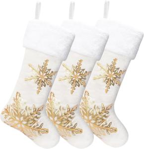 Wholesale 3PC Christmas Stocking,Sequin Hanging Stocking Decorations Christmas Party Family Decor (white) from china suppliers