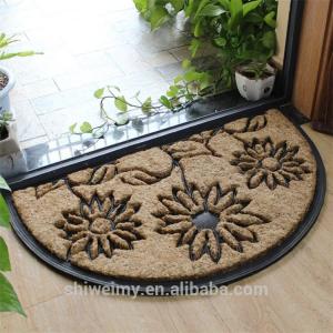 Wholesale Waterproof Coir Entrance Matting , Half Moon Rubber Door Mat Puzzle Style from china suppliers