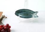 Embossed Vintage Fish Glass Plates , 33CM Hand Made Glass Fish Shaped Plates
