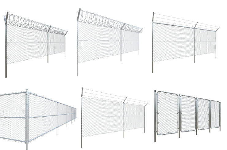 Steel 10 Ft Chain Link Fence Gate Assembled Sustainable Chain Link Security Fence