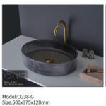 Modern Crystal Clear Glass Bathroom Vanity Round Italy for Hotel