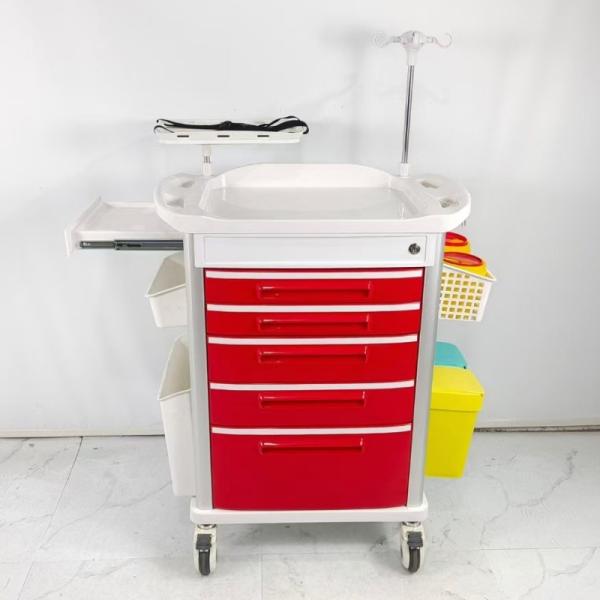 Custom Healthcare Medical Trolley On Wheels , Hospital Medication Cart With Side