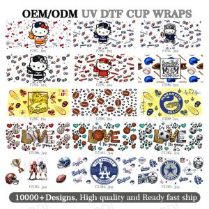 Wholesale Hello Kitty Custom Logo UV DTF Transfer Cup Wrap Stickers For Glass Tumblers And Rugby Sports Balls from china suppliers