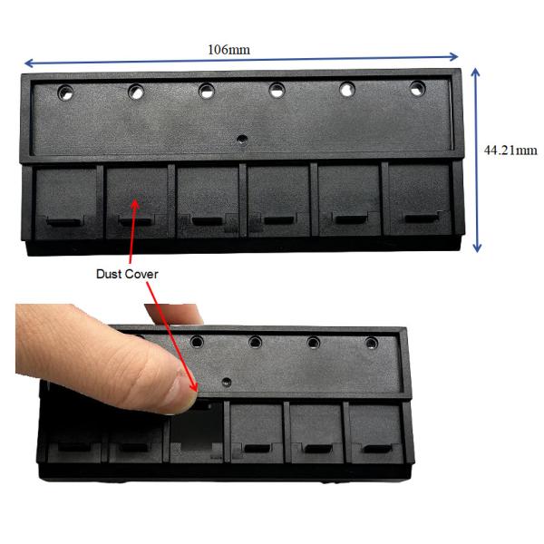 CAT5e/CAT6/CAT6A Patch Panel Front Panel Adapter 6 Slots for RJ45 Keystone UTP Black