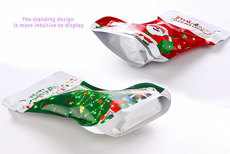New Year Christmas Aluminum Foil Packaging Bag Santa Claus Elk Party Snack Storage
