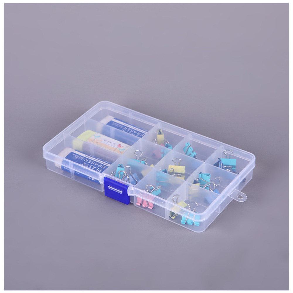 15 Grid Plastic Jewelry Organizer Box Pink Removable Dividers