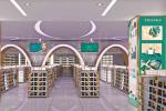 Duty free store Golden Cosmetic Display Shelves With Attractive Bright Lights