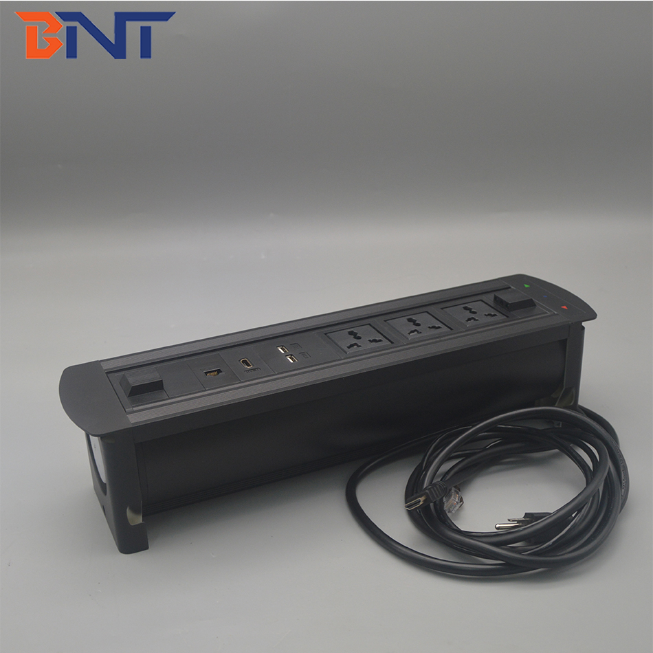 Multimedia motorized rotate usb charger meeting table electrical socket