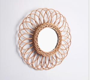 Wholesale Wall Mounted Hanging Make Up Decoration Handmade Woven Rattan Wicker Willow Wood Round Oval Shape Full Length Mirror from china suppliers