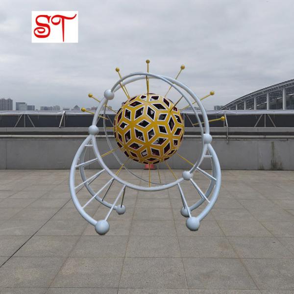 Outdoor campus abstract sculpture modern garden decoration sculpture stainless steel metal White and Yellow