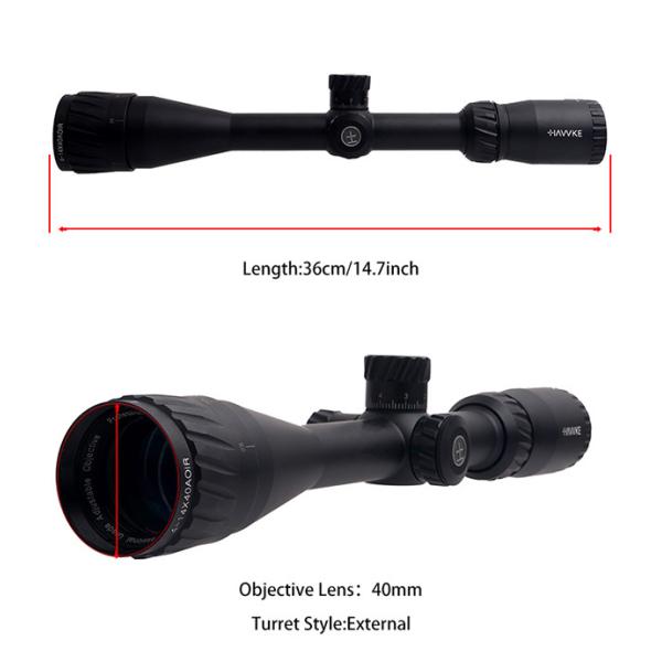 Tactical Hunting 4-14x40 AOE Scope With Red / Green / Blue Illuminated Mil - Dot Reticle 1/8 MOA