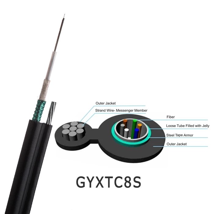 Loose Tube Stranded GYXTC8S 2 Core Outdoor Cable Aerial Telecommunication