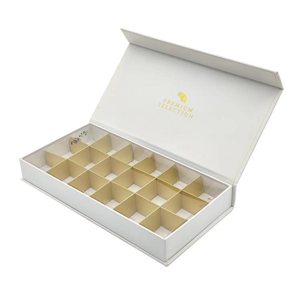 Custom Gold Stamping White Rigid Paper Box Magnetic Closure Golden Packaging Box