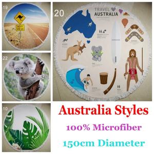 Wholesale No MOQ 1PC Customer Print 150CM Microfiber Beach Towel Round from china suppliers