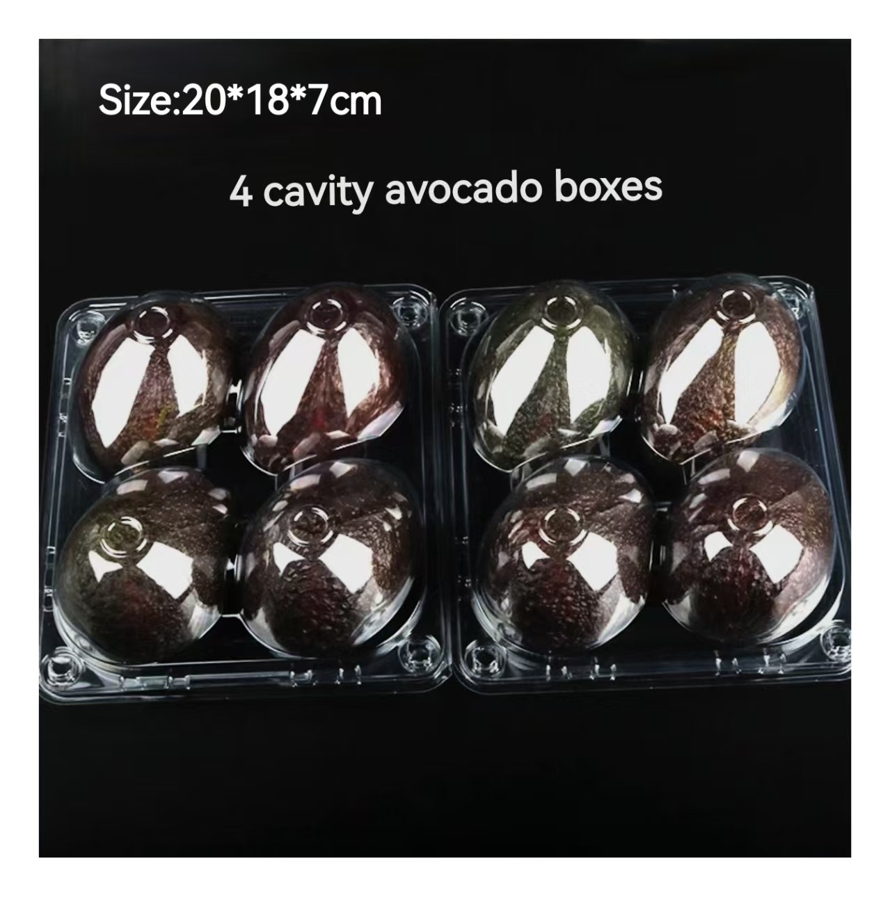 Customized disposable transparent 4 cells avocado vacuum formed clamshell packaging 6 cavity PET plastic transparent strawberry fruit packaging box