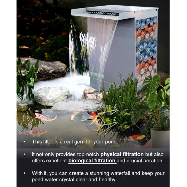 Fish pond waterfall filter