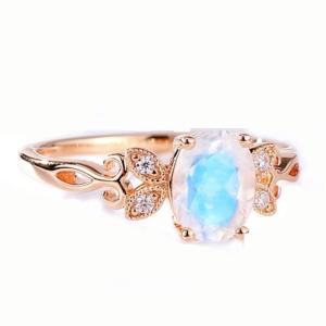 Wholesale Fashion Jewelry Genuine Blue Moonstone Ring 925 Sterling Silver Plated Rose Gold from china suppliers