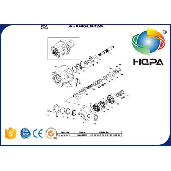XKAH-00824 Hydraulic Main Pump Seal Kit for Excavator Hyundai R55-7