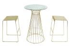 Steel Gold Wire 23.62" X 22.44" X 32.28" Outdoor Garden Furniture