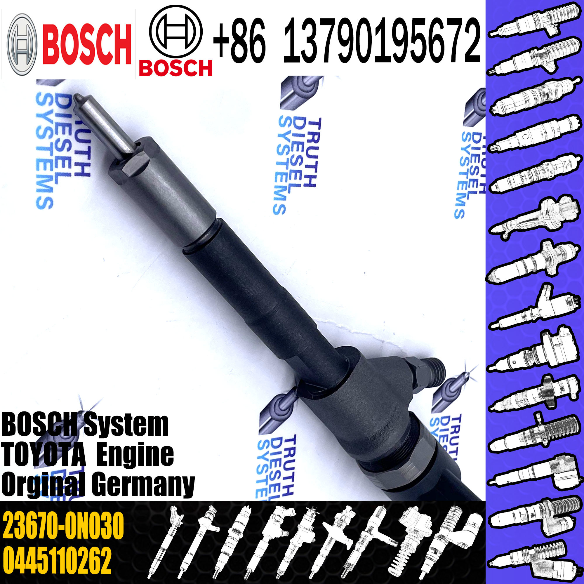 0445110262 BOSCH Diesel Injector Fuel 23670-0N040 For Toyota Yaris 1.4d