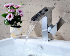 Wholesale Tub faucet ceramic cartridge single handle taps glass waterfall faucet from china suppliers