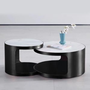 Wholesale Brushed Titanium Round Nordic Coffee Table Ceramic Top Sophisticated from china suppliers