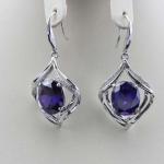 Fashion 925 Silver Oval Purple Amethyst Cubic Zircon Dangle Earrings (PSJ04872)