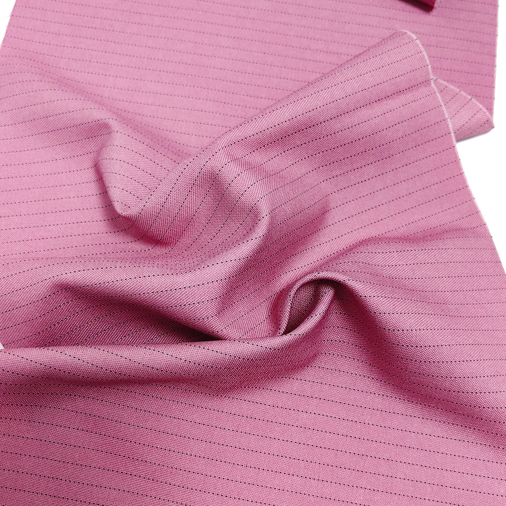Pink 5mm Stripe ESD Fabric 1/2 Antistatic TR Conductive Fabric For Lab Garment