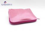 Modern Style Fabric Makeup Bag Pink White Stripe Satin Cloth Size 22X4.5X18cm