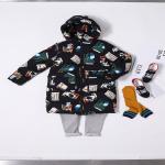 Autumn Winter Kids Qualitiy Fashion White Duck Feather Parka Stock Print Warm