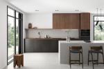 Tailored Modern Melamine Kitchen Cabinet Quartz Stone Island Table Wood Veneer