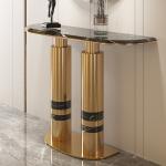 Brass Gold Entrance Console Table Marble Top Stainless Steel Console Table