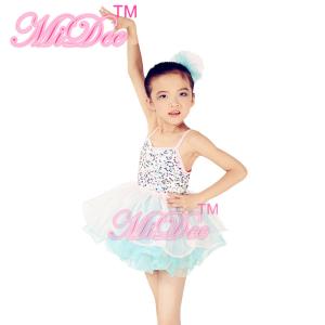 Wholesale Two Tones Kids Dance Clothes Confetti Sequin Tiered Skirt For Stage Performance from china suppliers