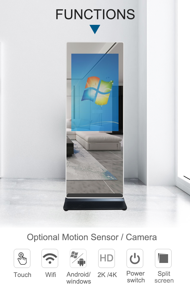 Android Windows 1920x1080p 21.5" Smart Mirror Digital Signage For Gym