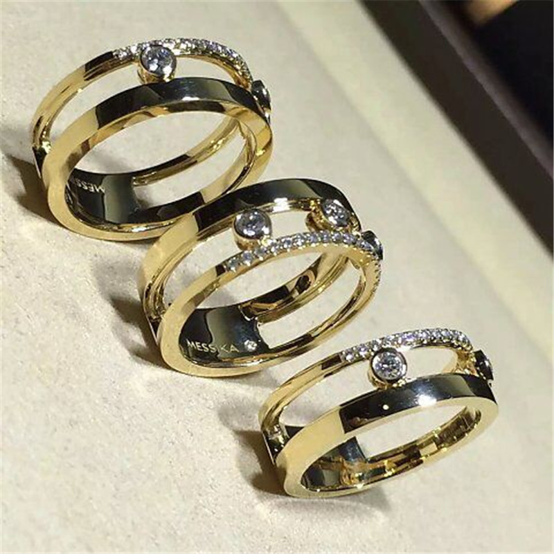 Luxury jewelry Mk Three drill sliding ring material 18k white gold yellow gold rose gold diamond ring