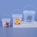 Transparent Mini Food Bucket PP Material 280ml Square Plastic Pail for Milk