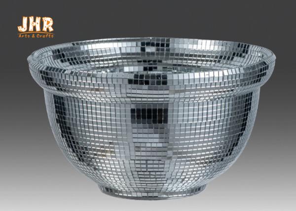 Creative Silver Mirrored Mosaic Fiberglass Flower Bowls Indoor Decor