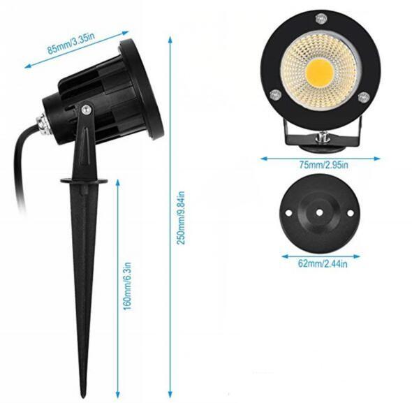 7W 120V LED Garden Lights , Black Body Led Outdoor Landscape Lighting
