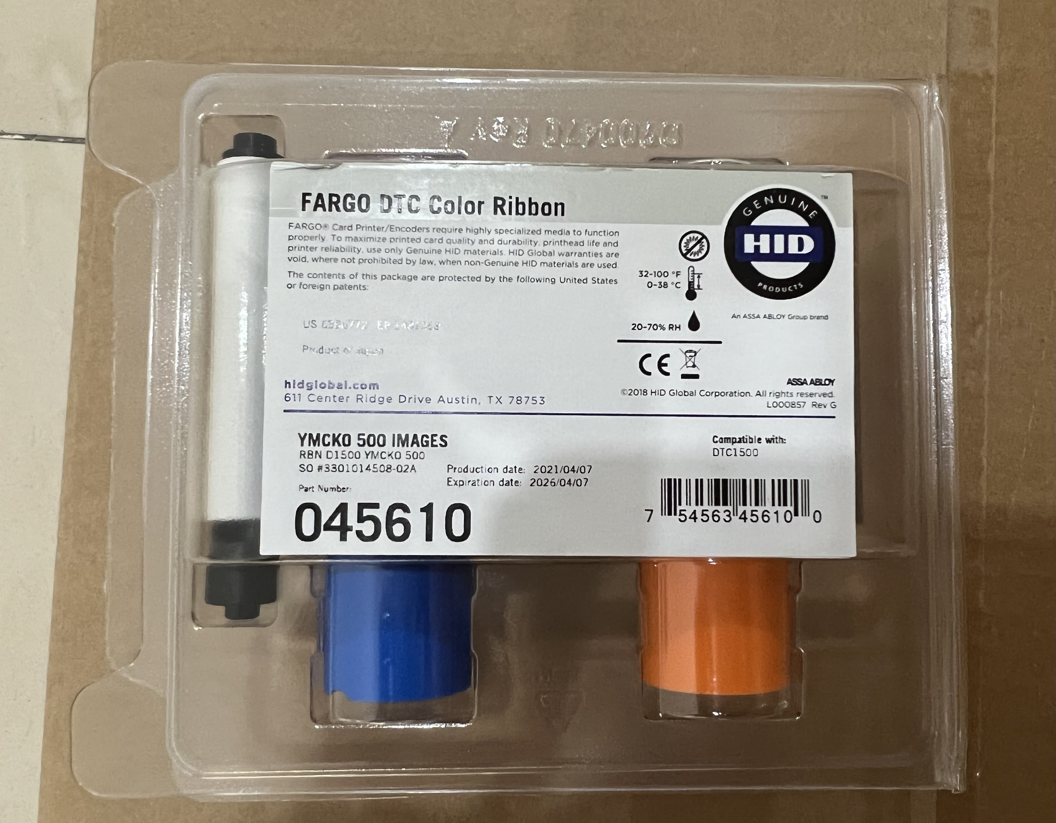 500 Print Capacity Original YMCKO Ribbon for Fargo 45610 DTC1500 Printer Original
