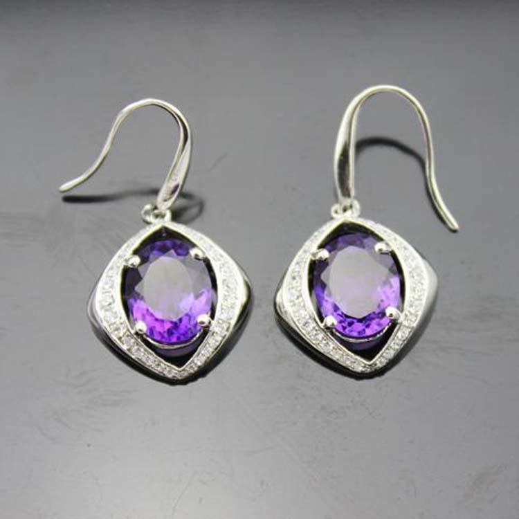 Sterling Silver Blue Topaz Cubic Zircon Dangle Earrings(PSJ06215)