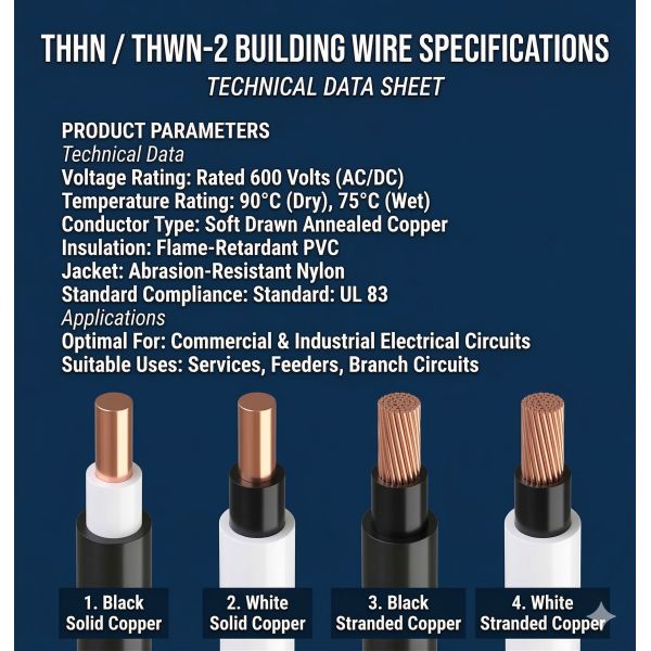 THHN THWN-2 Electrical Cable Wire 600V Rated Voltage PVC Insulation 2-14 AWG