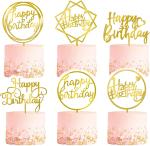 Birthday Cake Topper Set, Double-Sided Glitter, Acrylic Happy Birthday Cake