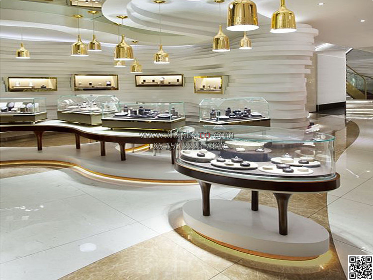 shopping mall high end jewelry shop display showcase with led