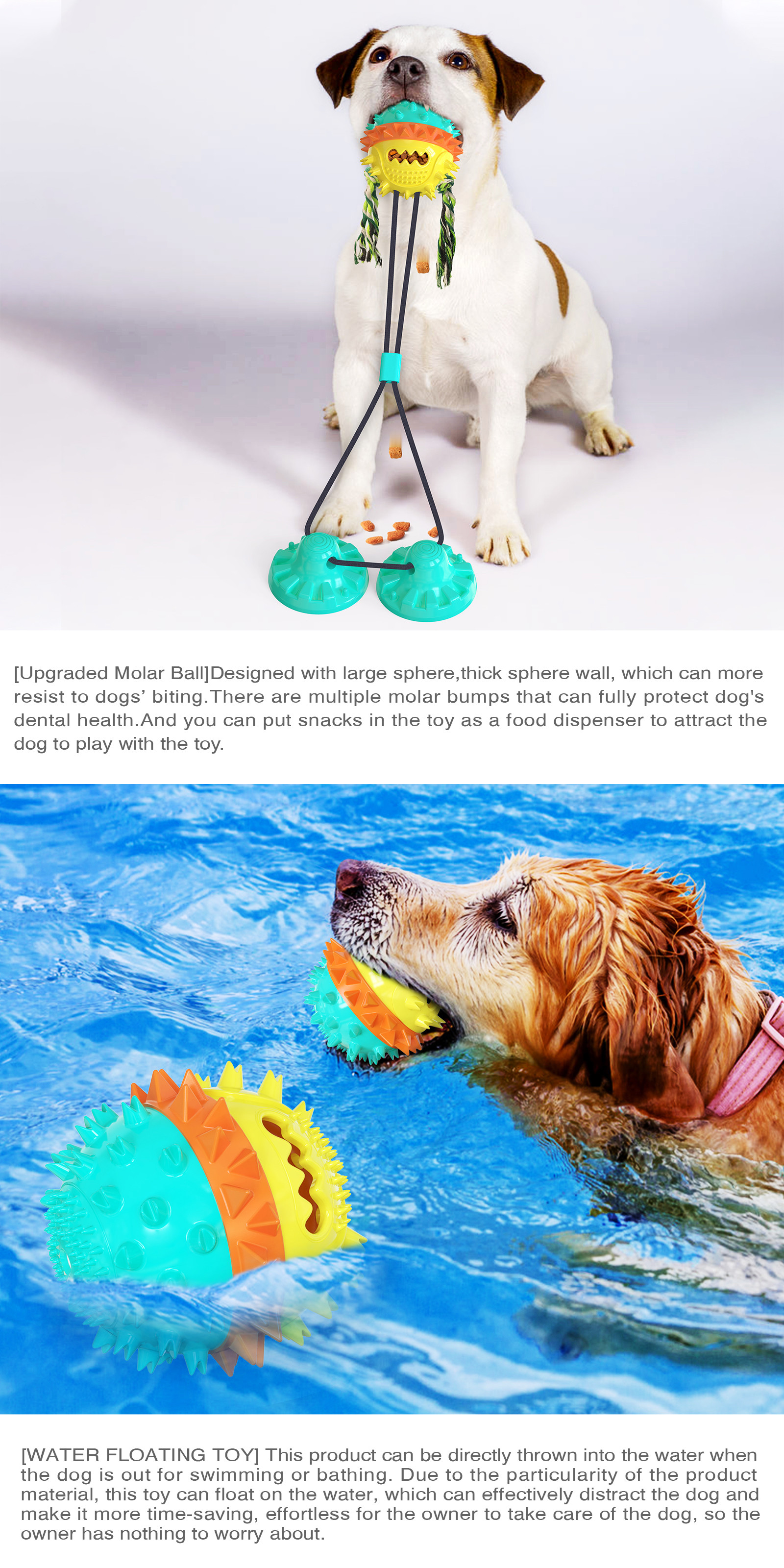 Natural Rubber Dog Chew Toy TPR Indestructible Suction Dog Tug Of War Toy