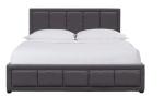 Factory Price Dark Grey Double Size Linen Fabric Wood Upholstered Bed