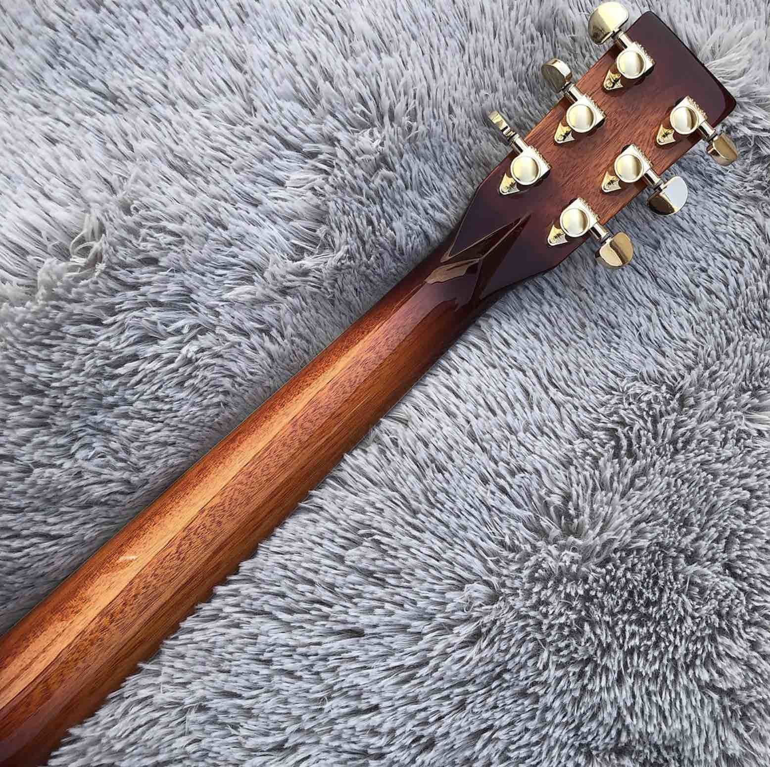 Solid Spruce Top Abalone D Style Acoustic Guitar with Spruce Maple Body Ebony Fingerboard